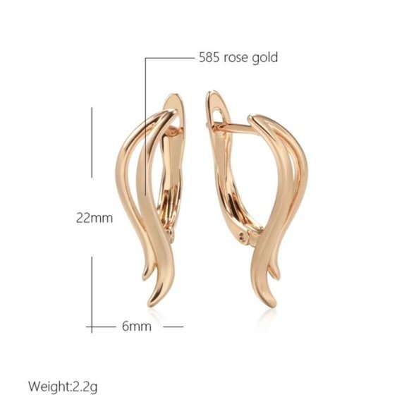 585 Rose Gold Plated Leaf Earring - Picture 5 of 9